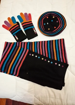 Ensemble 3 pièces écharpe gants et béret rayures multicolore, marke: Noir, zustand: Neu, 13,00 €, 14,35 € inklusive Vinted-Käuferschutz