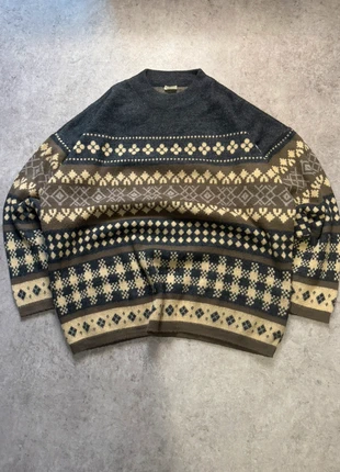 Pull/tricot papy vintage 80/90’s style jacquard à motif ethnic doux et chaud L oversize, brand: Vintage Dressing, condizioni: Ottime, taglia: L, €20.00, €21.70 include la Protezione acquisti