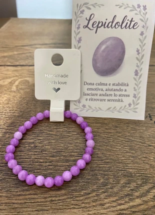 Bracciale con pietra di Lepidolite viola, marque: Lepidolite, état: Très bon état, 6,00 €, 7,00 € Protection acheteurs incluse