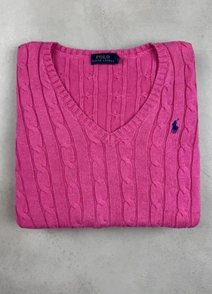 Pull Sweat Col V Torsadé Ralph Lauren Rose Fuchsia Logo Brodé Bleu Premium Poney Oxford Taille M, brand: Ralph Lauren, condition: Good, size: M / 38 / 10, €30.00, €32.20 includes Buyer Protection