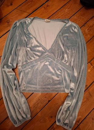 Top manche longue bleu clair, turquoise, marque: Pimkie, état: Neuf sans étiquette, taille: XS / 34 / 6, 5,00 €, 5,95 € Protection acheteurs incluse