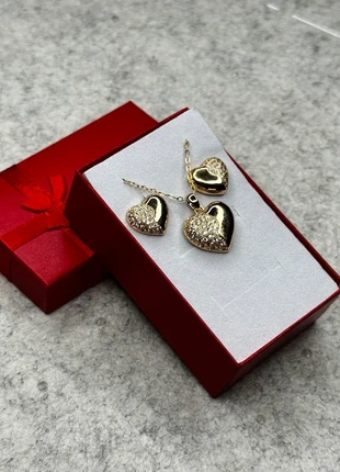 Gold Heart Pendant Necklace & Earring Set – Gift Box Included, brand: Love, condition: Very good, €13.50, €14.88 includes Buyer Protection