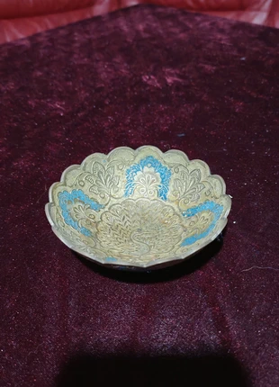 Vintage Indian Brass Enamel Peacock Bowl, brand: Vintage Indian Brass Enamel, condition: Good, £15.00, £16.45 includes Buyer Protection
