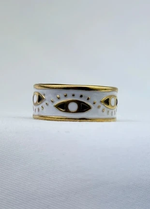 Bague Œil Doré Et Blanc Ajustable En Acier Inoxydable, marque: CHROME, état: Très bon état, taille: Ajustable, 9,20 €, 10,36 € Protection acheteurs (Pro) incluse