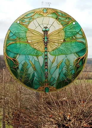 Vitrail rond plastique libellule, merk: NO LABEL, staat: Nieuw met prijskaartje, € 5,00, € 5,95 inclusief Kopersbescherming