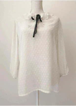 Blouse blanche transparente à pois blancs – Grain de Malice – Taille L (40), brand: Grain de Malice, condition: Very good, size: L / 40 / 12, €7.50, €8.58 includes Buyer Protection