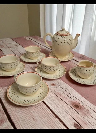 Service à café Nimy "La Armelle" vintage pois bleus – faïence belge années 50, marque: Nimy, état: Bon état, 21,00 €, 22,75 € Protection acheteurs incluse