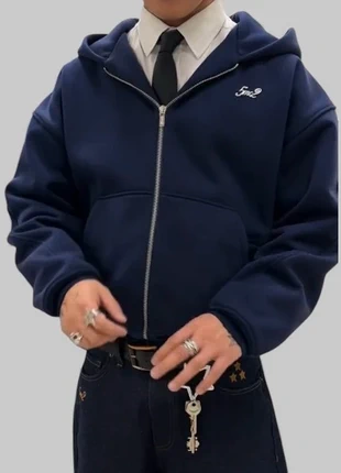 Hoodie Zip Navy Y2K - Streetwear Vintage, marque: y2k, état: Très bon état, taille: M, 42,50 €, 45,33 € Protection acheteurs (Pro) incluse