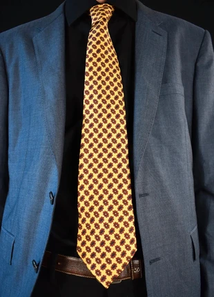 Vintage 70s silk tie handmade in England, Mod retro gift | Cravatta vintage seta gialla floreale, marque: Vintage Dressing, état: Très bon état, 25,00 €, 26,95 € Protection acheteurs (Pro) incluse