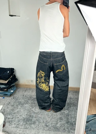 Jeans denim W36 noir broderies doré brodé hip hop y2k vintage baggy brut, brand: tigre embroidery, condition: Very good, size: W36, €47.99, €51.09 includes Buyer Protection Pro