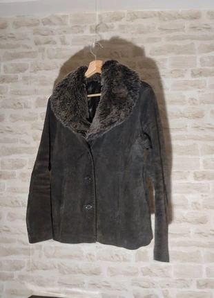 Manteau Croûte de Cuir Col Fourrure Synthétique T. L, brand: Vintage Dressing, condition: Good, size: L / 40 / 12, €35.00, €37.45 includes Buyer Protection