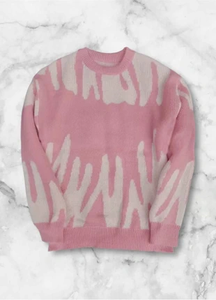 Pull rose clair et blanc graphique abstrait taille M style streetwear oversize Y2K vintage, marca: y2k, estado: Muito bom, tamanho: M, €35.00, €37.45 inclui Proteção do Comprador Pro