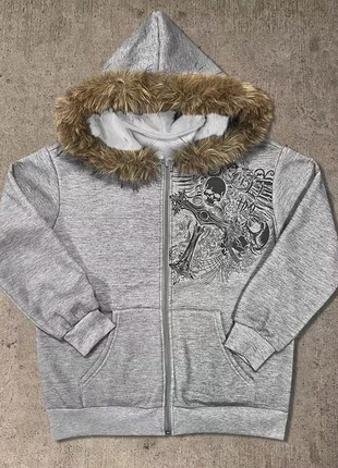 Hoodie Y2K Gris Fourrure Skull – Sweat Zippé Oversize Unisexe Streetwear Vintage M Rare neuf, marca: y2k, estado: Novo sem etiquetas, tamanho: M, €50.00, €53.20 inclui Proteção do Comprador