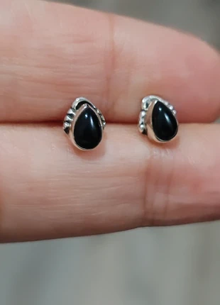 Pendientes de plata y ágata negra en forma de lágrima, marque: comercio local, état: Très bon état, 14,00 €, 15,40 € Protection acheteurs incluse