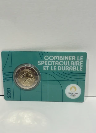 JO Paris 2024 2€ - 5/5 - VERT - Combiner le spectaculaire et le durable., état: Neuf avec étiquette, 16,00 €, 17,50 € Protection acheteurs incluse