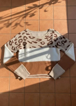 Pull rayé léopard beige marron chic femme, sweater automne hiver, marque: Auremi, état: Très bon état, taille: S / 36 / 8, 39,99 €, 42,69 € Protection acheteurs (Pro) incluse