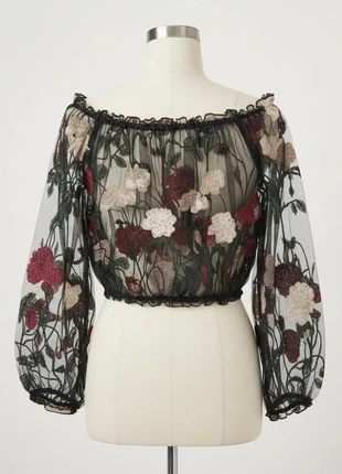 Blouse en Tulle Brodé Noir – Romantique Vintage / Chic Bohème / Féérique Florale, marca: Maison Elyndra, estado: Muy bueno, tamaño: M / 38 / 10, 39,90 €, 42,60 € Protección al comprador Pro incluida