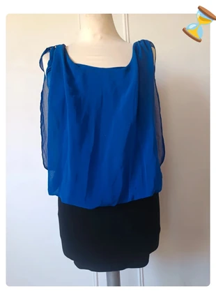 💎robe 👗 Pimkie t xs 34 s 36 noir bleu indigo avec voile confort été tendance, brand: Pimkie, condition: Very good, size: XS / 34 / 6, €10.00, €11.20 includes Buyer Protection