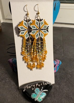 Boucles oreilles rosaces tissées, brand: Miyuki, condition: New without tags, €13.00, €14.35 includes Buyer Protection