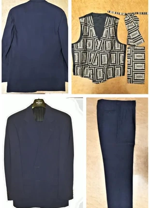 Profilo Abito da cerimonia con panciotto, pochette e plastron pura lana vergine blu 46 pari al nuovo, merk: PROFILO, staat: Heel goed, maat: 46, € 149,00, € 157,15 inclusief Kopersbescherming