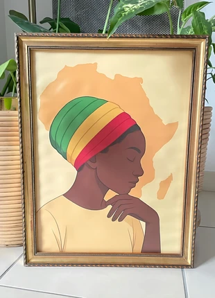 Affiche en toile femme africaine, merk: Douceur d'interieur, staat: Nieuw zonder prijskaartje, € 15,00, € 16,45 inclusief Kopersbescherming
