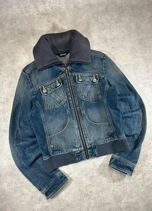 Veste en jean Y2K rétro zip col côtelé jacket technique (38), marque: y2k, état: Très bon état, taille: S / 36 / 8, 40,00 €, 42,70 € Protection acheteurs incluse