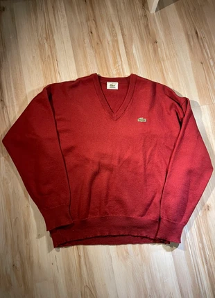 Pull Lacoste Vintage Rouge – Laine Mérinos – Col V – Taille M – Logo Brodé, brand: Lacoste, condition: Very good, size: M / 38 / 10, €22.00, €23.80 includes Buyer Protection
