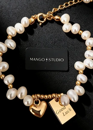 Bracelet vintage perles d’eau douce – Plaqué or – Charms cœur & Good Luck, marque: Luck, état: Très bon état, 10,00 €, 11,20 € Protection acheteurs incluse