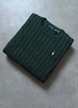 Pull torsadé Ralph Lauren vert sapin – logo blanc – Taille S femme, marque: Ralph Lauren, état: Très bon état, taille: S / 36 / 8, 58,00 €, 61,60 € Protection acheteurs incluse