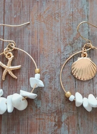 Boucles d'oreilles créoles doré coquillage, état: Neuf sans étiquette, 7,00 €, 8,05 € Protection acheteurs incluse