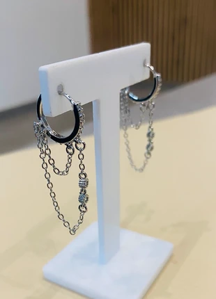 Créoles double chaîne strass 4 cm acier argenté, brand: clic & chic, condition: New without tags, €8.50, €9.63 includes Buyer Protection