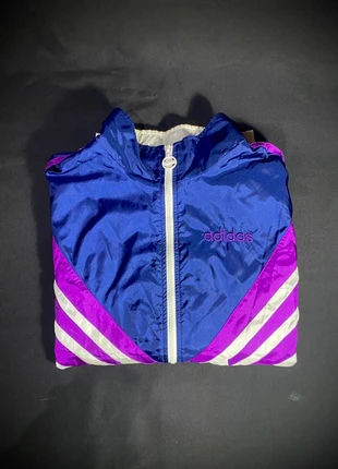 Adidas Vintage Track Jacket – 80s/90s Retro White Purple Blue Windbreaker, marque: adidas, état: Très bon état, taille: M, 24,90 €, 26,85 € Protection acheteurs incluse