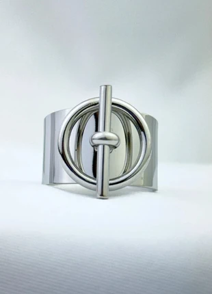 Bague Argentée Large Style Punk Géométrique Industriel En Acier Titane, marque: CHROME, état: Très bon état, taille: Ajustable, 12,00 €, 13,30 € Protection acheteurs (Pro) incluse