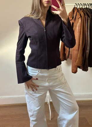 Vintage purple fitted blazer style cropped suede jacket, brand: Next, condition: Very good, size: S / UK 8-10, £20.00, £21.70 includes Buyer Protection Pro