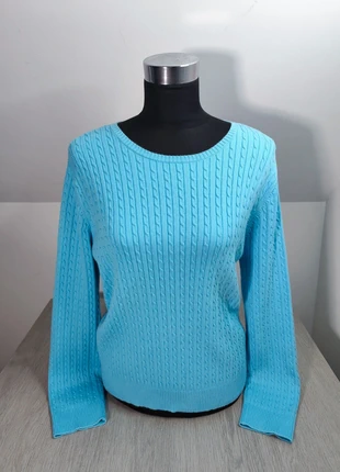 Tommy Hilfiger – Pull torsadé | femme XL | bleu turquoise | PTF-157, brand: Tommy Hilfiger, condition: Very good, size: XL / 42 / 14, €26.90, €28.95 includes Buyer Protection Pro