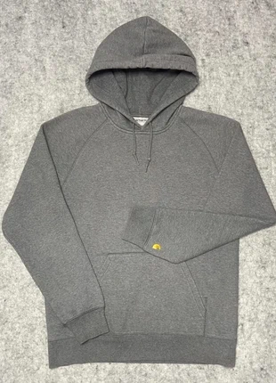 Pull a capuche Carhartt 100% coton gris foncé logo brodé jaune - M, brand: Carhartt, condition: Very good, size: M, €49.90, €53.10 includes Buyer Protection