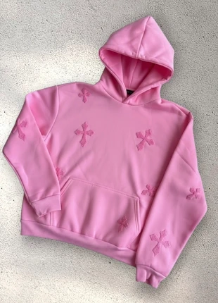 Sweat à capuche rose oversize avec croix brodées S, brand: y2k, condizioni: Ottime, taglia: S, €35.90, €38.40 include la Protezione acquisti