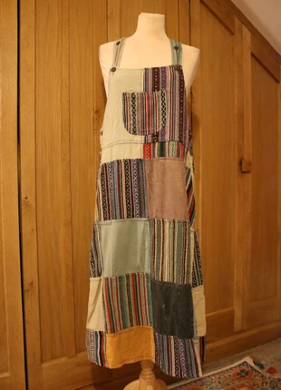 One size M L distressed look patchwork thick cotton dungarees dress hippy, brand: Hippy, condition: Very good, size: One size, £17.00, £18.55 includes Buyer Protection