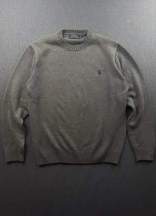 Pull gris Polo Ralph Lauren en laine mérinos – logo brodé ton sur ton, col rond classique, brand: Ralph Lauren, condition: Very good, size: S, €50.00, €53.20 includes Buyer Protection