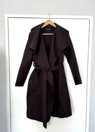 Manteau long noir femme Simplee taille M coupe fluide ceinturée, col drapé effet feutré, brand: simplee, condizioni: Nuovo senza cartellino, taglia: M / IT 42 / EU 38, €45.00, €47.95 include la Protezione acquisti