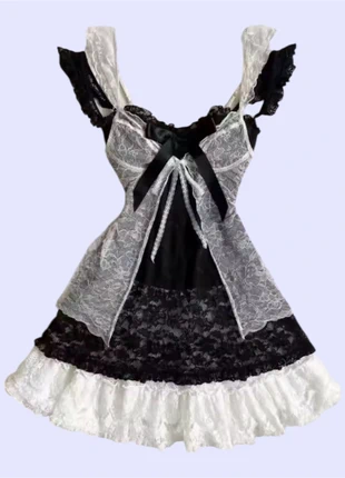 Robe noire & blanche en dentelle – style gothic lolita / Y2K coquette 🖤, merk: NemuNemu Closet, staat: Nieuw zonder prijskaartje, maat: M / 38 / 10, € 44,00, € 46,90 inclusief Kopersbescherming