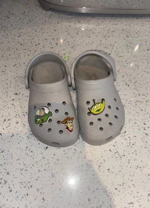 Grey crocs with jibitz, brand: Crocs, condition: Very good, size: 8 child | EU 25, £8.00, £8.94 includes Buyer Protection