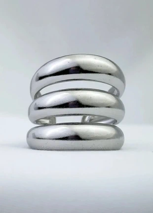 Bague Argentée Triple Anneau Bombé Ajustable, marque: CHROME, état: Très bon état, taille: Ajustable, 12,00 €, 13,30 € Protection acheteurs (Pro) incluse