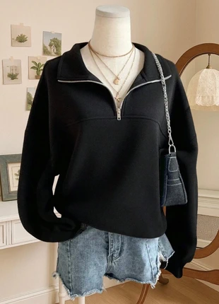 Sweat zippé noir minimal – clean girl, sporty chic, pinterest outfit, old money, brand: Aesthetic, condition: Very good, size: S / 36 / 8, €34.90, €37.35 includes Buyer Protection