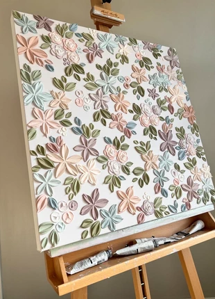 Magnifique toile texturée couleurs printanières, marque: Zara Home, état: Neuf sans étiquette, 110,00 €, 116,20 € Protection acheteurs incluse