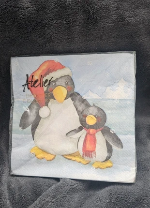 🎁 Pack de 40 servilletas navideñas Atelier “Pingüinos” 🎅, marca: Atelier, estado: Nuevo con etiquetas, 6,00 €, 7,00 € Protección al comprador incluida