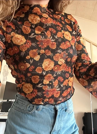 Top transparent fleuri manches évasées – Taille M (38), état: Très bon état, taille: M / 38 / 10, 16,75 €, 18,29 € Protection acheteurs incluse