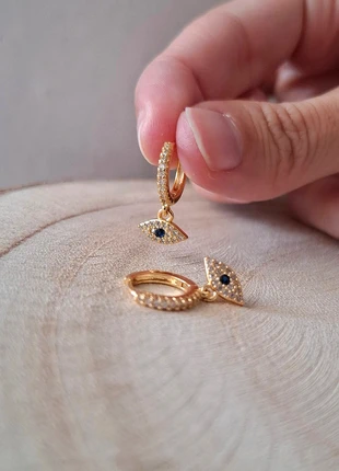 Pendientes aro acero dorado cristal Swarovski azul Earrings Boucles d'oreilles créoles oro, marca: Boutique Italiana, estado: Muito bom, €15.00, €16.45 inclui Proteção do Comprador