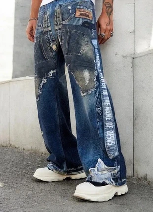 Jean Large Destroy Délavé Grunge American Style Vintage Old School USA 90s, merk: Vintage Dressing, staat: Heel goed, maat: L, € 64,99, € 68,94 inclusief Kopersbescherming Pro