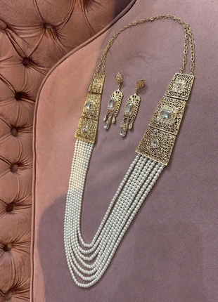 Parure mariee beldi perlée doré collier et boucles d'oreilles, marque: Du rêve Au Mariage, état: Neuf sans étiquette, 45,00 €, 47,95 € Protection acheteurs incluse